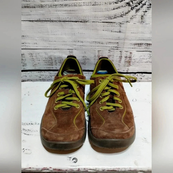 Dansko Elise Suede‎ Sneaker in Brown Lime Green size 6.5-7/37 Comfort Hiking - Picture 3 of 7